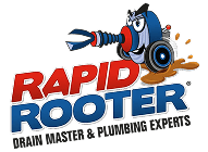 Cartoon drill mascot for plumbing services logo.