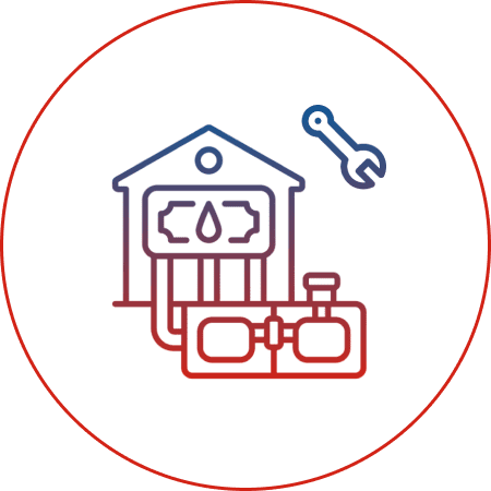 Gas meter and wrench icon illustration.