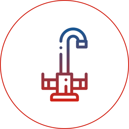 Faucet icon with red and blue gradient.