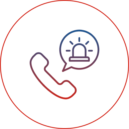 Phone icon with emergency siren symbol.