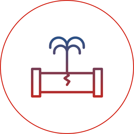 Broken pipe leaking water icon illustration.