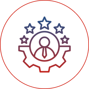 Person icon with stars and gear.